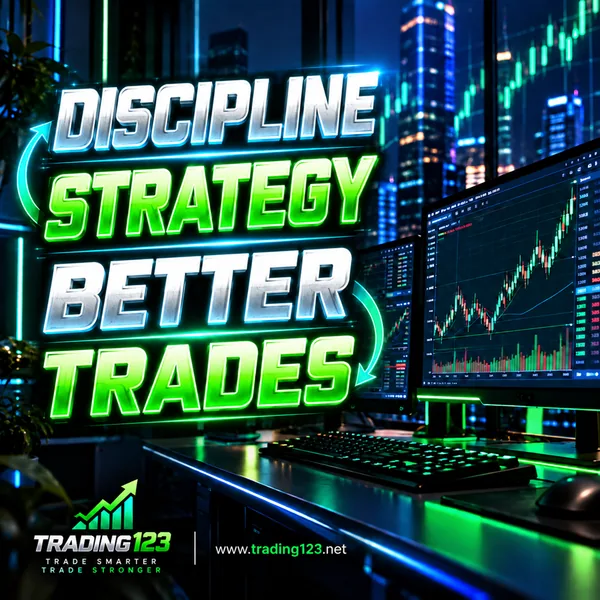 Discipline, Strategy, Better Trades — Trading123 neon trading motto