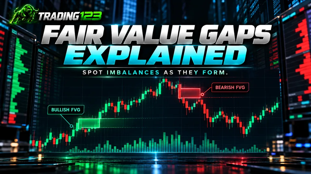 Fair Value Gaps explained — spot imbalances as they form, with a bullish FVG and a bearish FVG marked on the chart